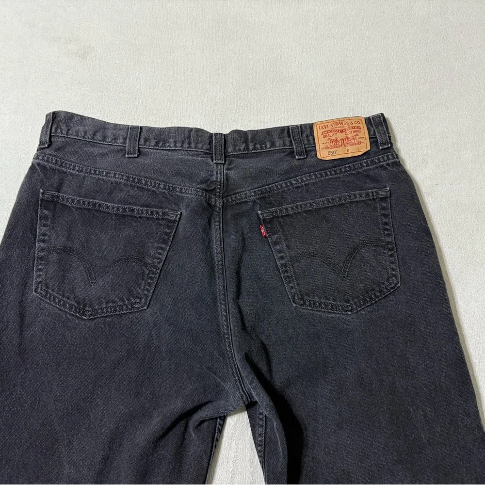 Levis 550 Jeans Mens 42x31 Black Relaxed Tapered Dark Wash‎ Y2K